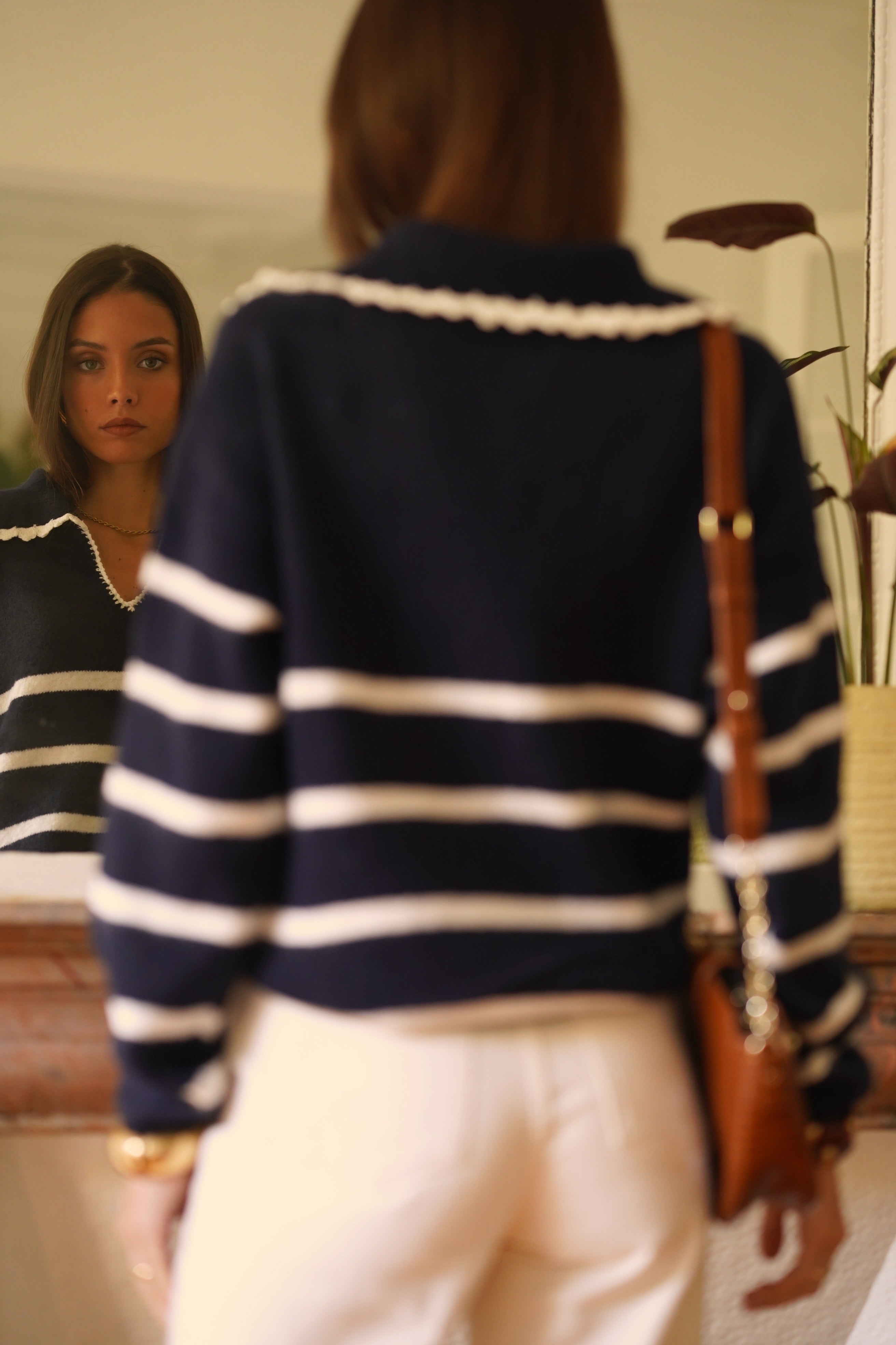 Solange Striped Sweater - Navy/White