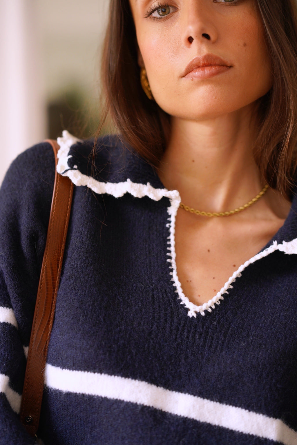 Solange Striped Sweater - Navy/White