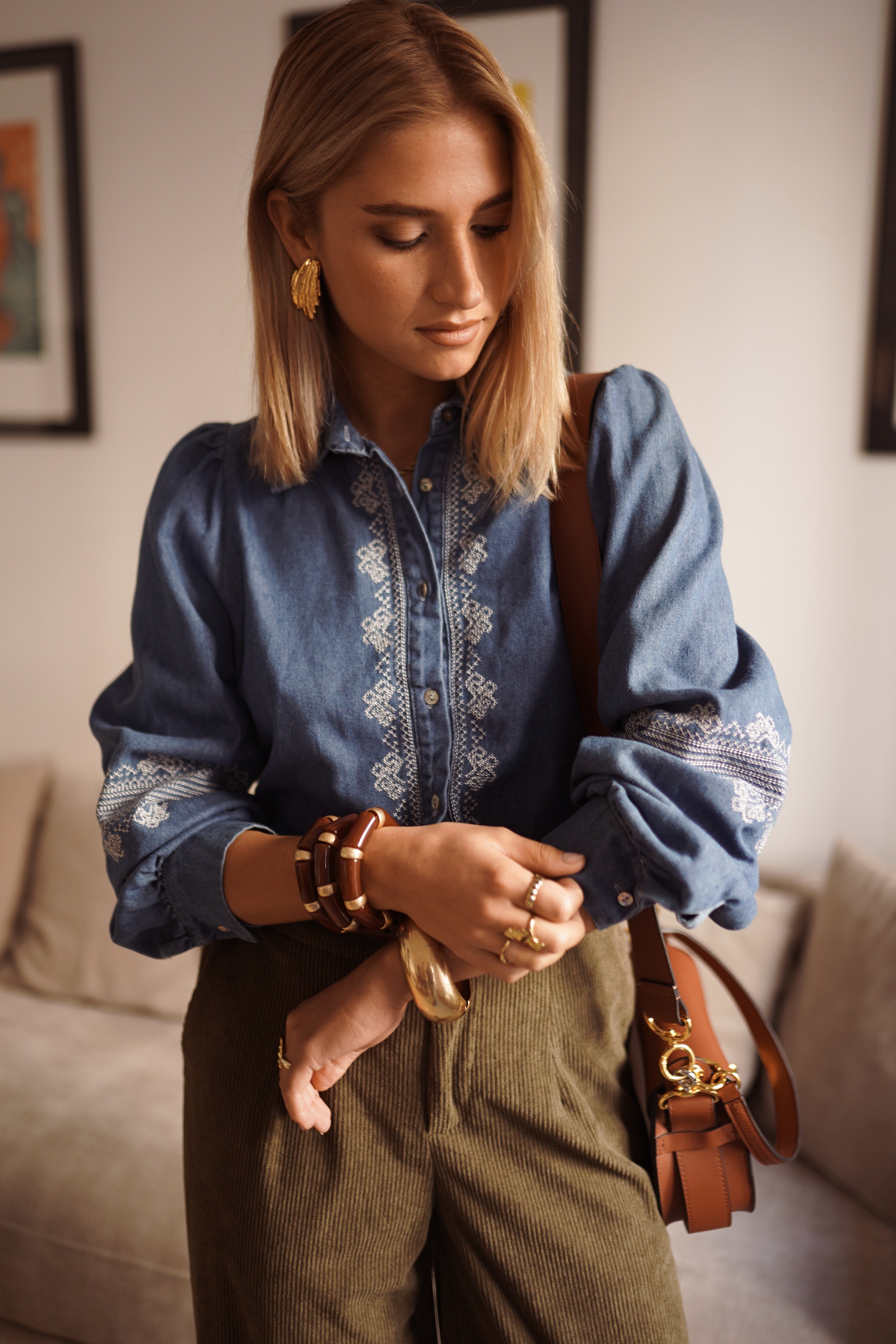 Josephine Denim Blouse - Blue