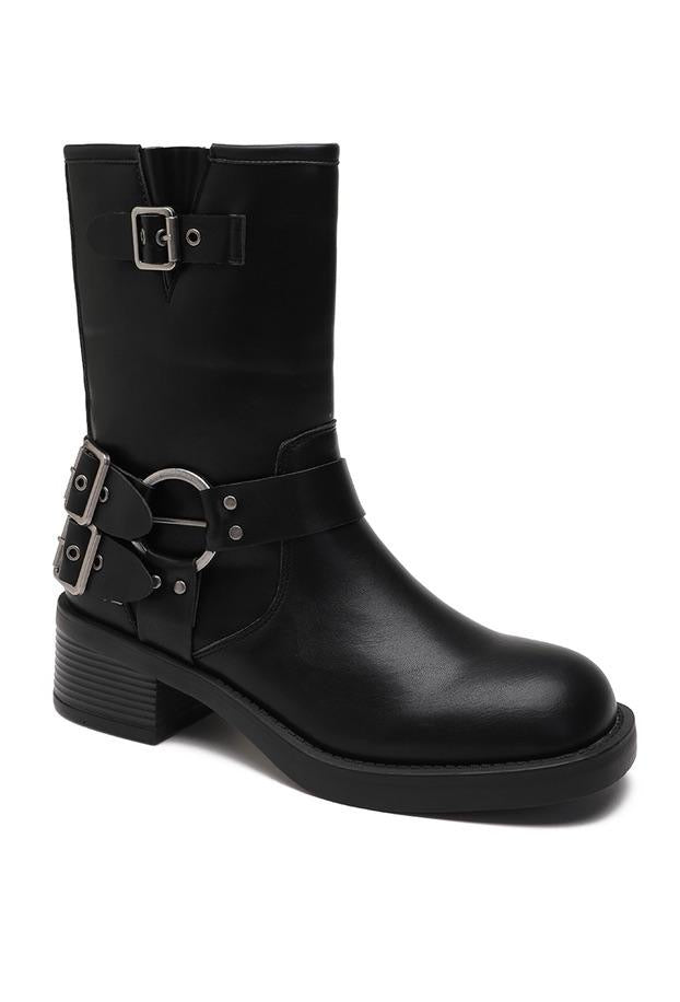 Dakota Low Buckle Boots - Black