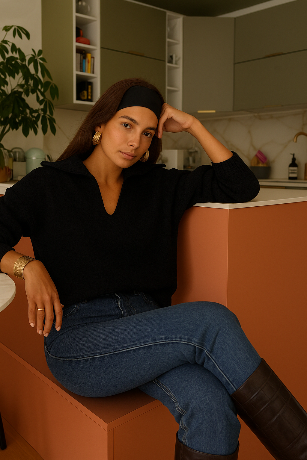 Isabel Collar Sweater - Black