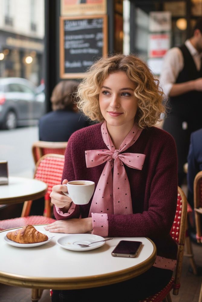 Mia Bow Heart Cardigan- Bordeaux