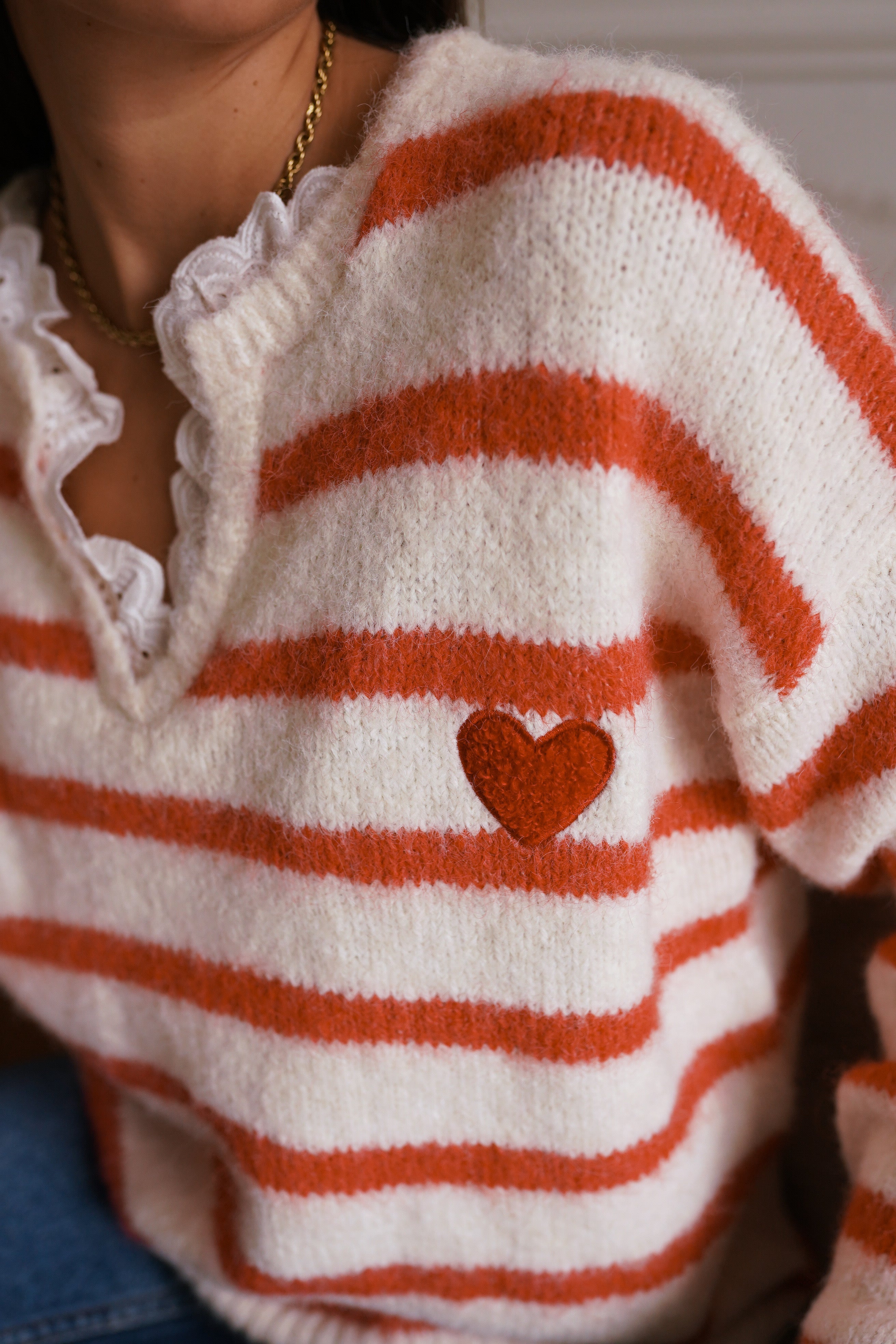 Lysiane Striped Sweater - Red/White