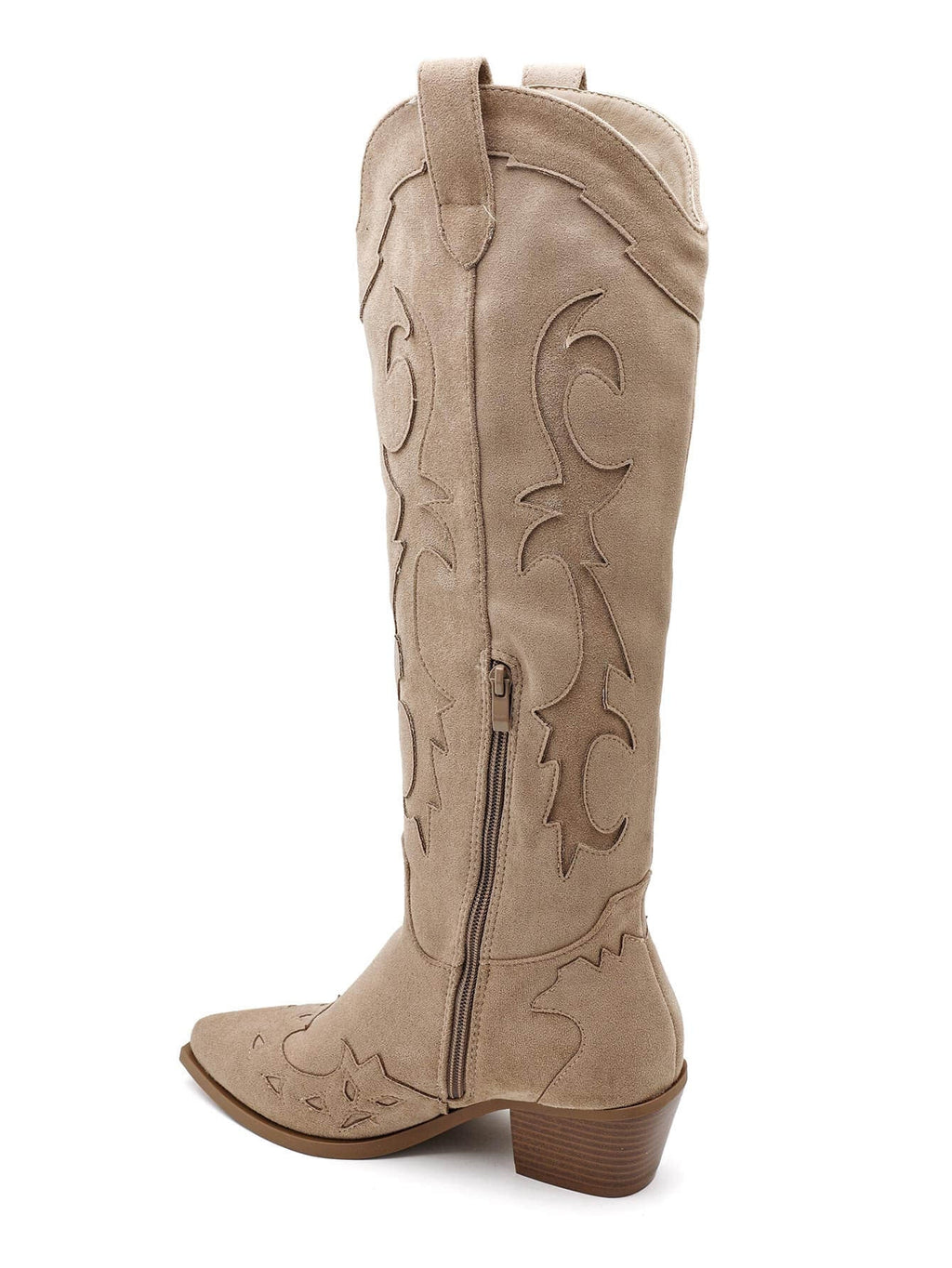 Classic High Western Boots - Beige