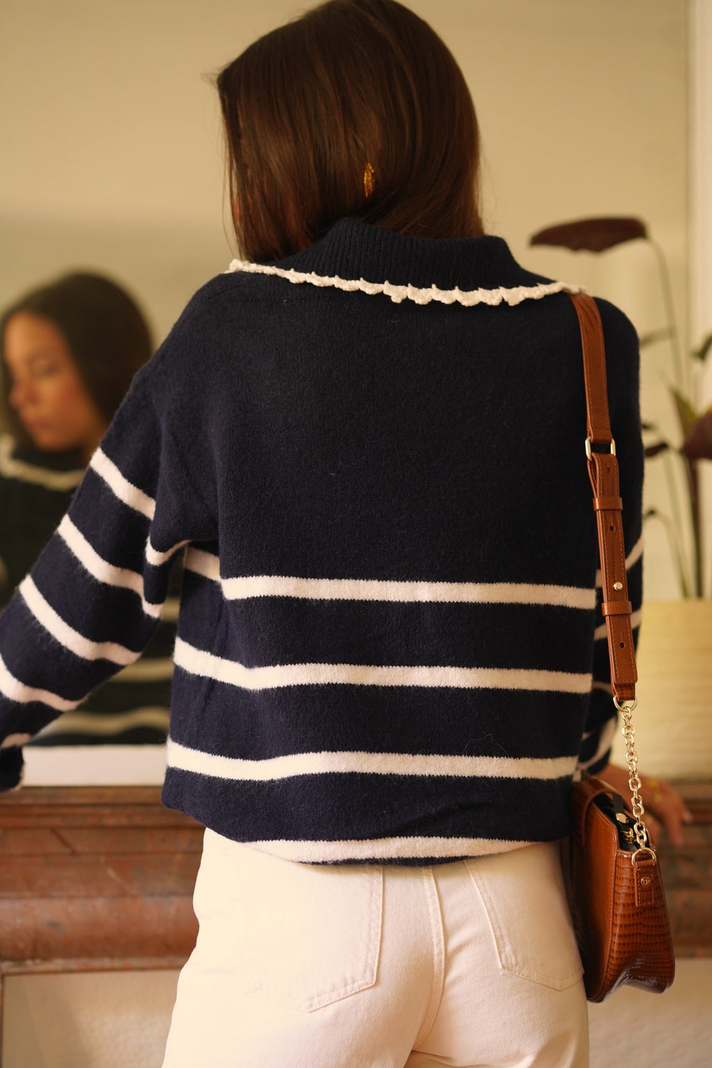 Solange Striped Sweater - Navy/White
