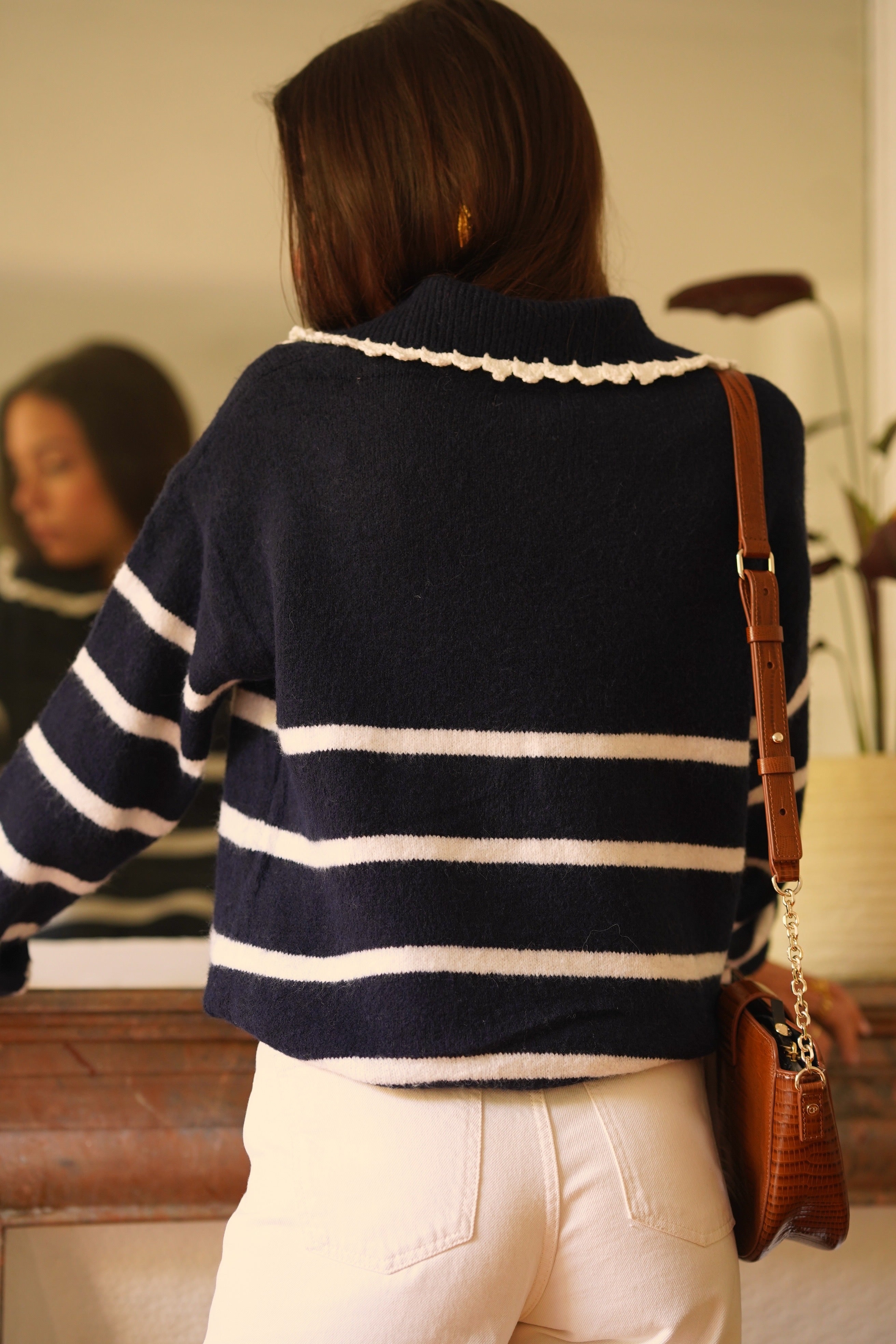 Solange Striped Sweater - Navy/White