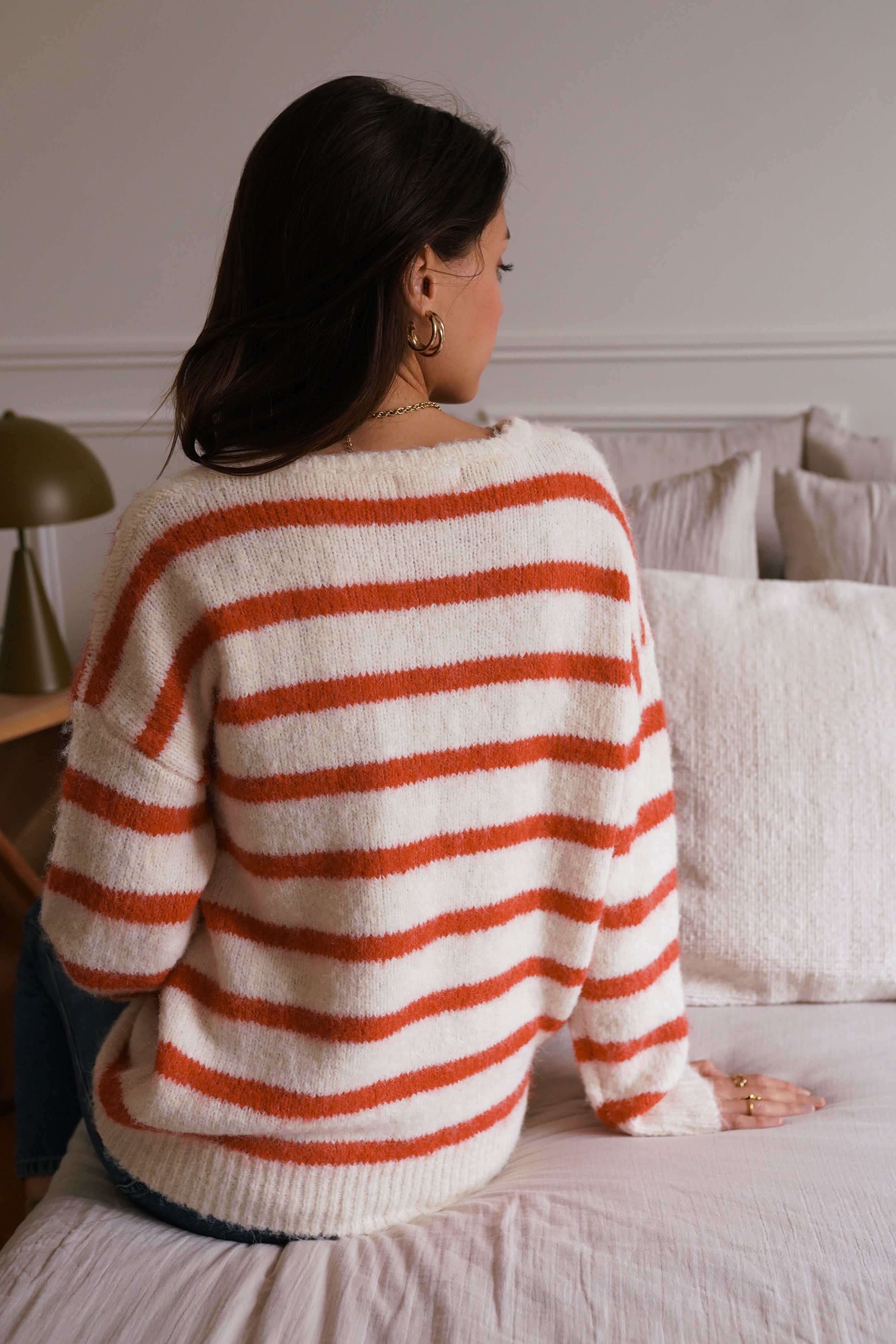 Lysiane Striped Sweater - Red/White