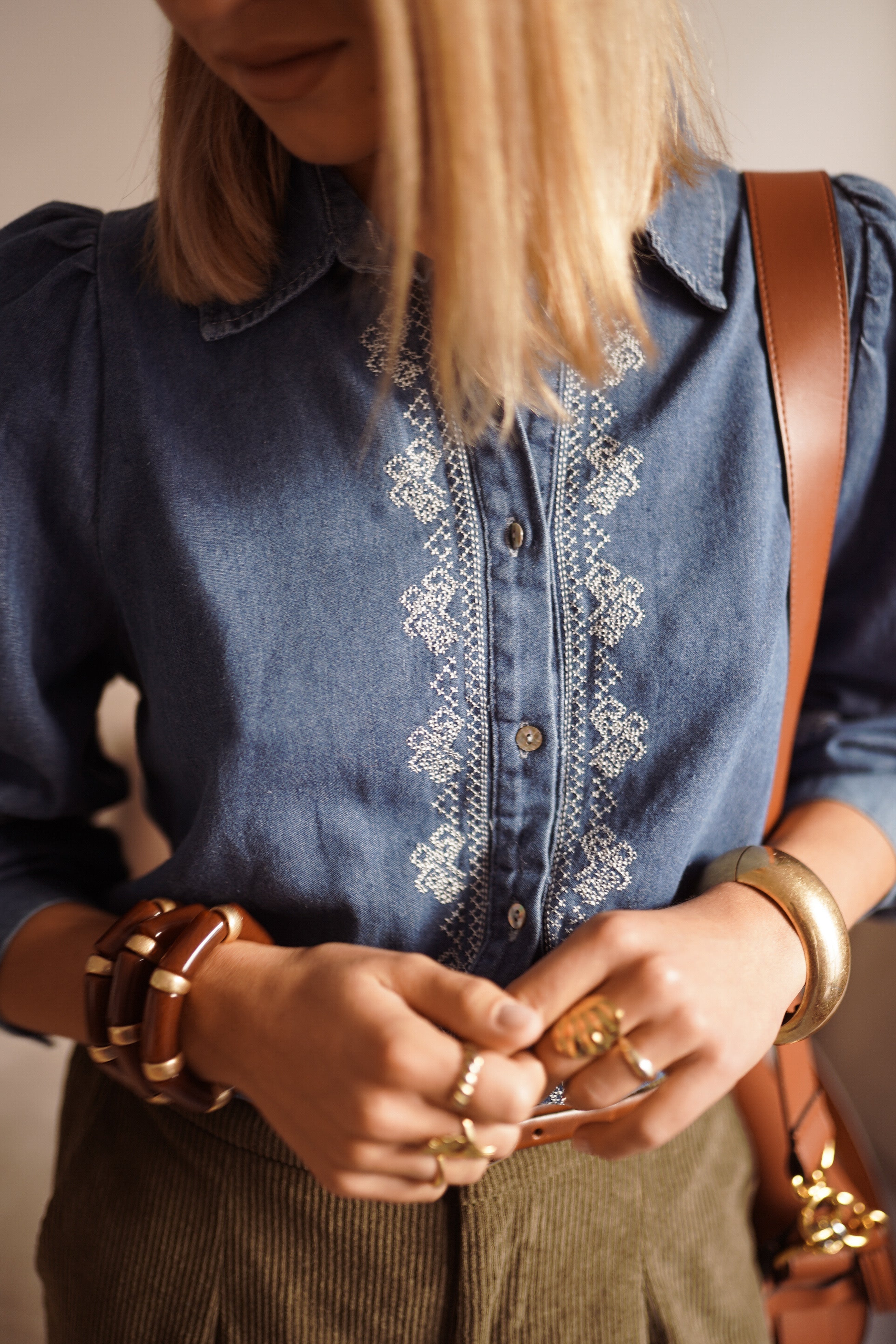 Josephine Denim Blouse - Blue