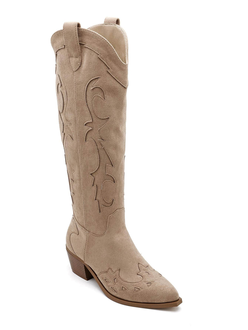 Classic High Western Boots - Beige