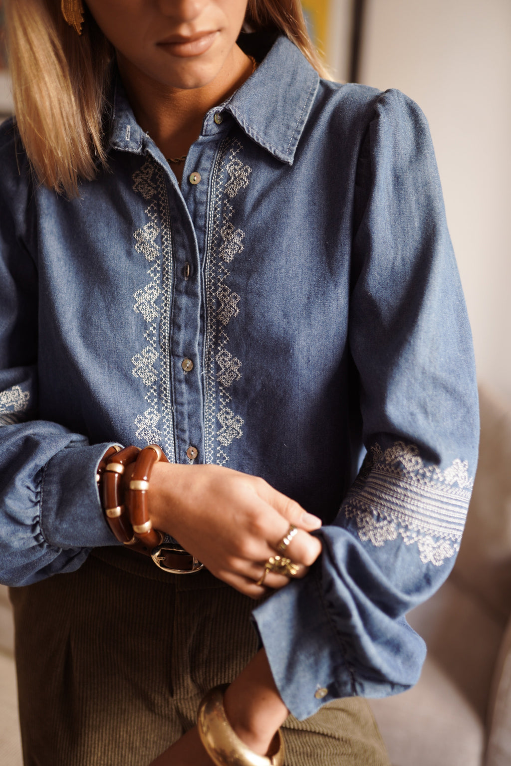 Josephine Denim Blouse - Blue