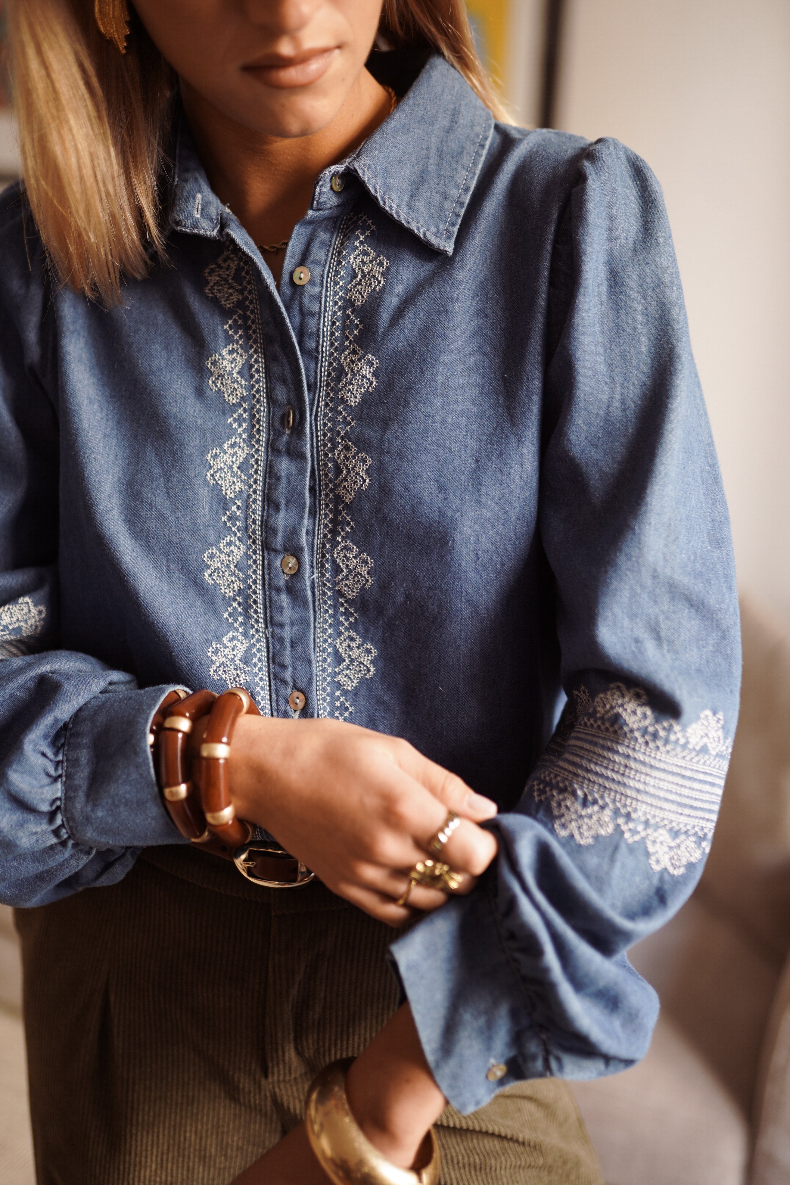 Josephine Denim Blouse - Blue