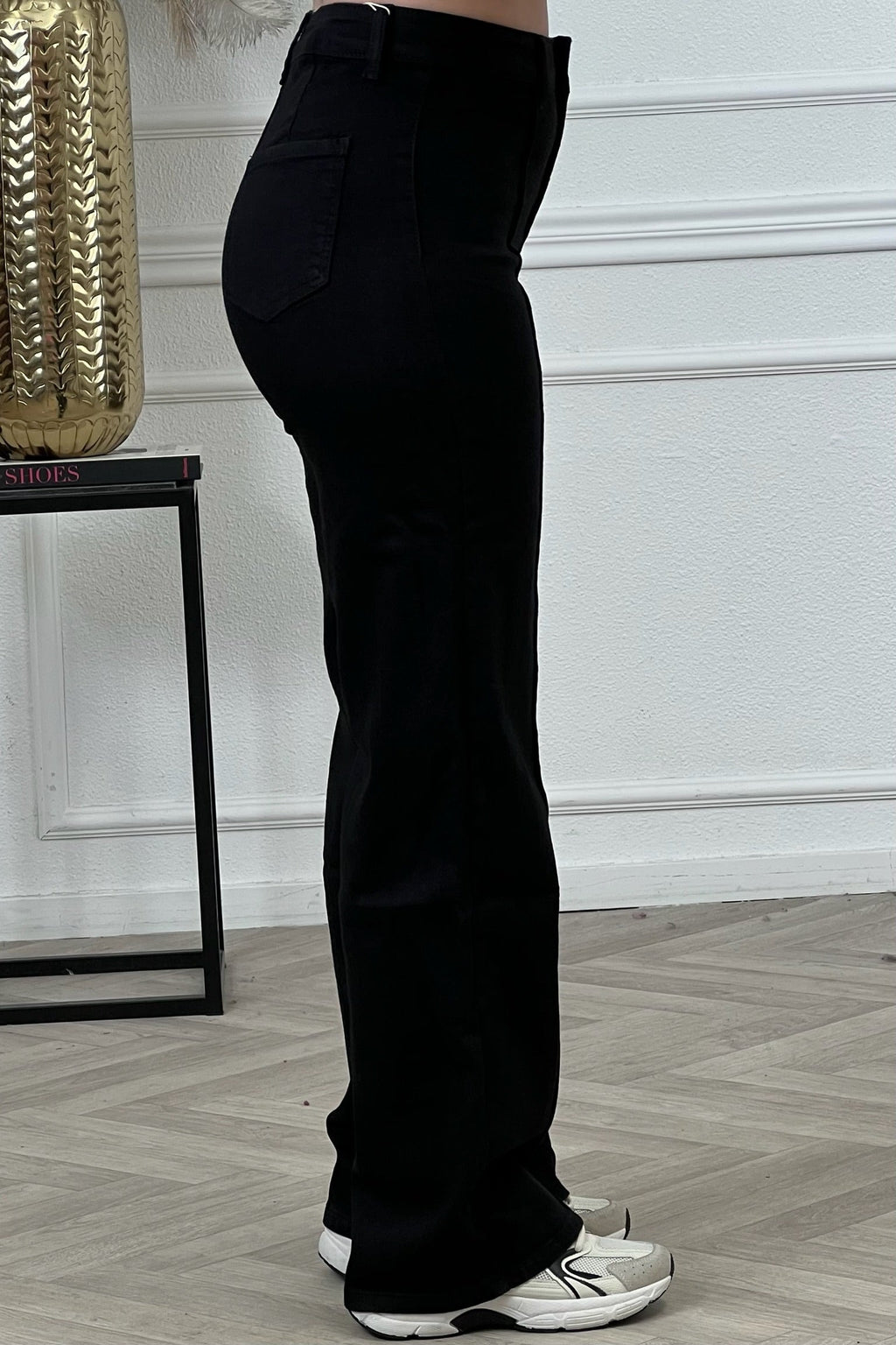 Goodies Wide Leg Striped Jeans - Black