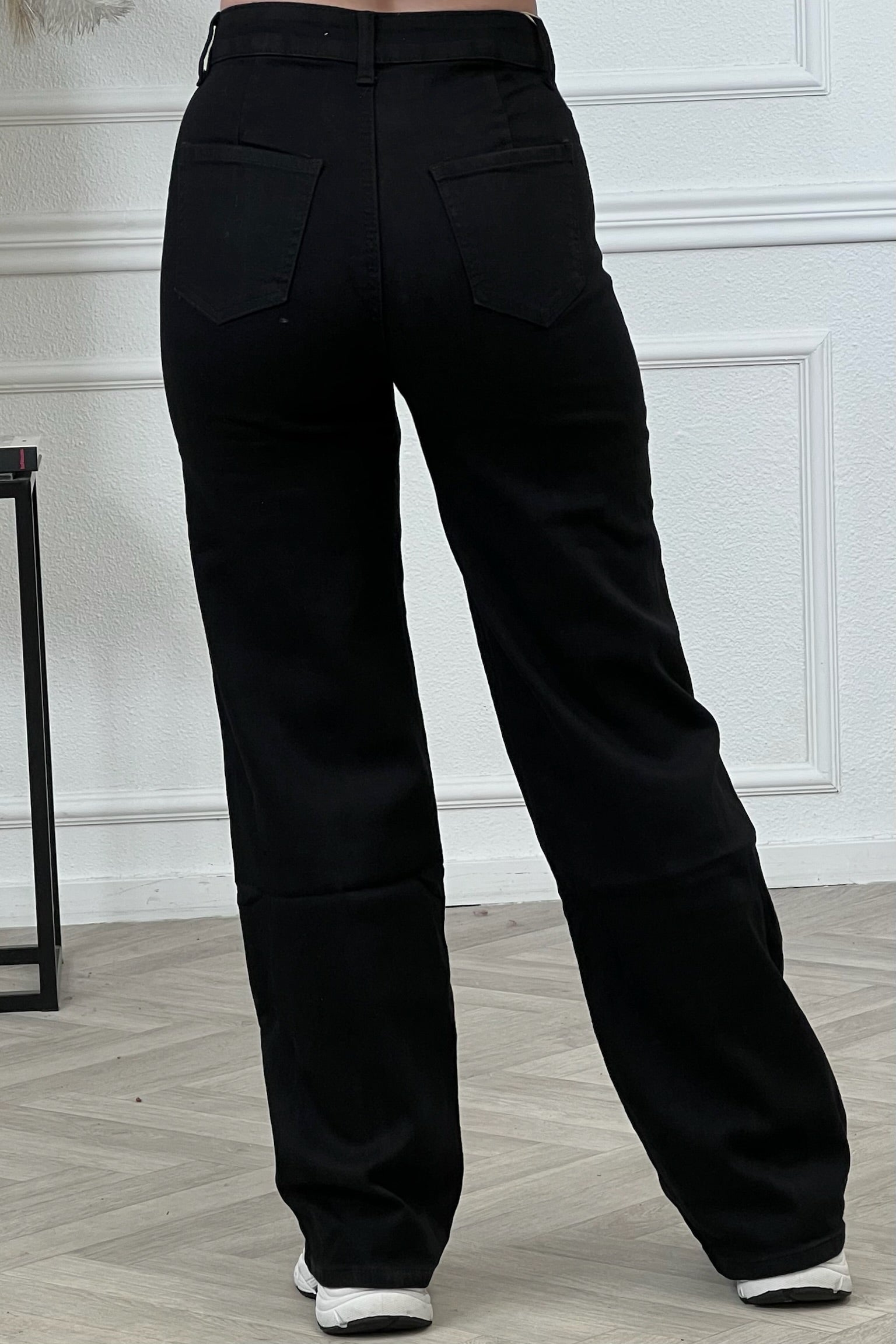 Goodies Wide Leg Striped Jeans - Black