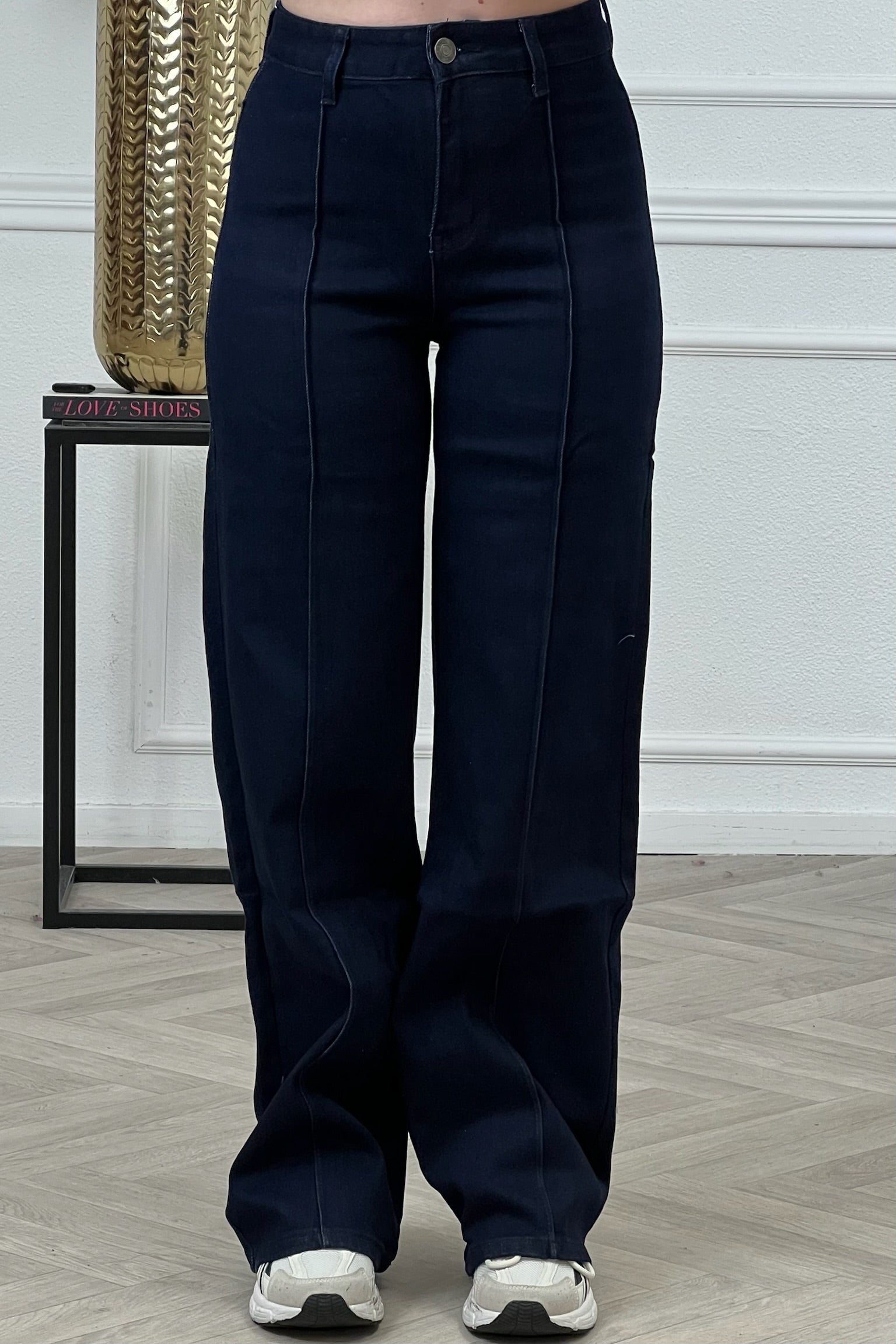 Goodies Wide Leg Striped Jeans - Dark Blue