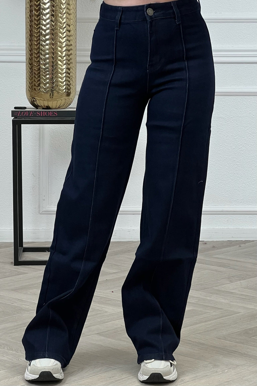 Goodies Wide Leg Striped Jeans - Dark Blue