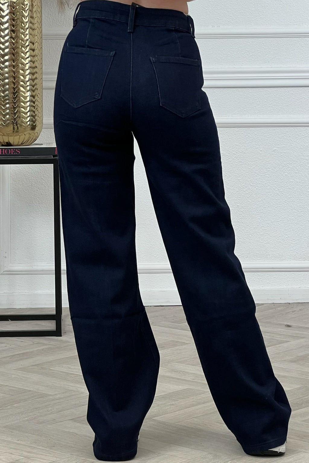 Goodies Wide Leg Striped Jeans - Dark Blue