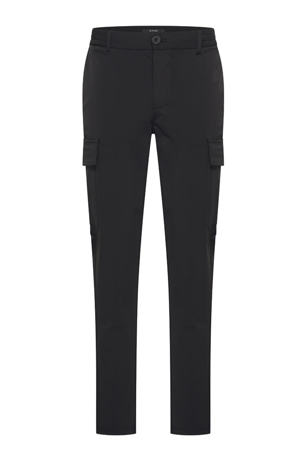 Men Trousers Straight Cargo - Black