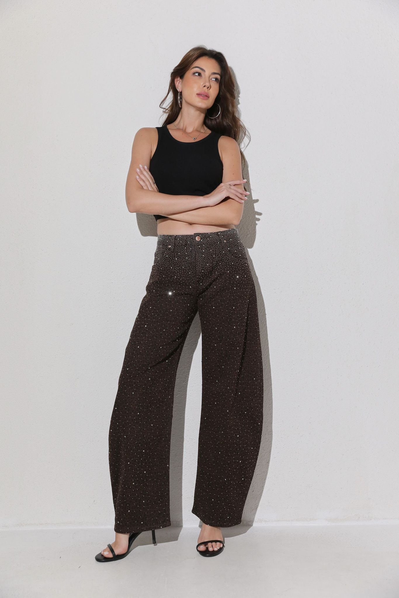 Balloon Leopard Glitter Jeans - Brown