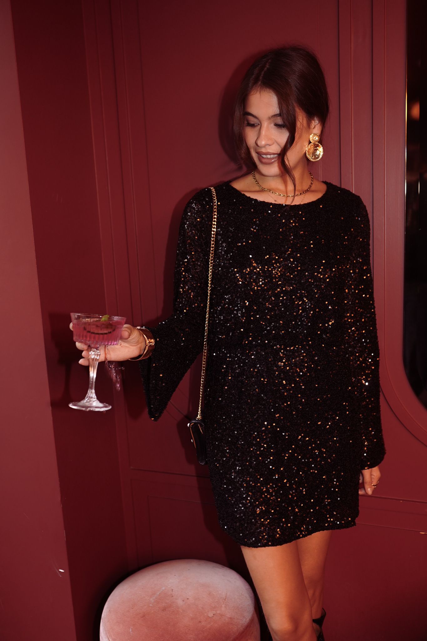 Celeste Sequin Dress - Black/Gold