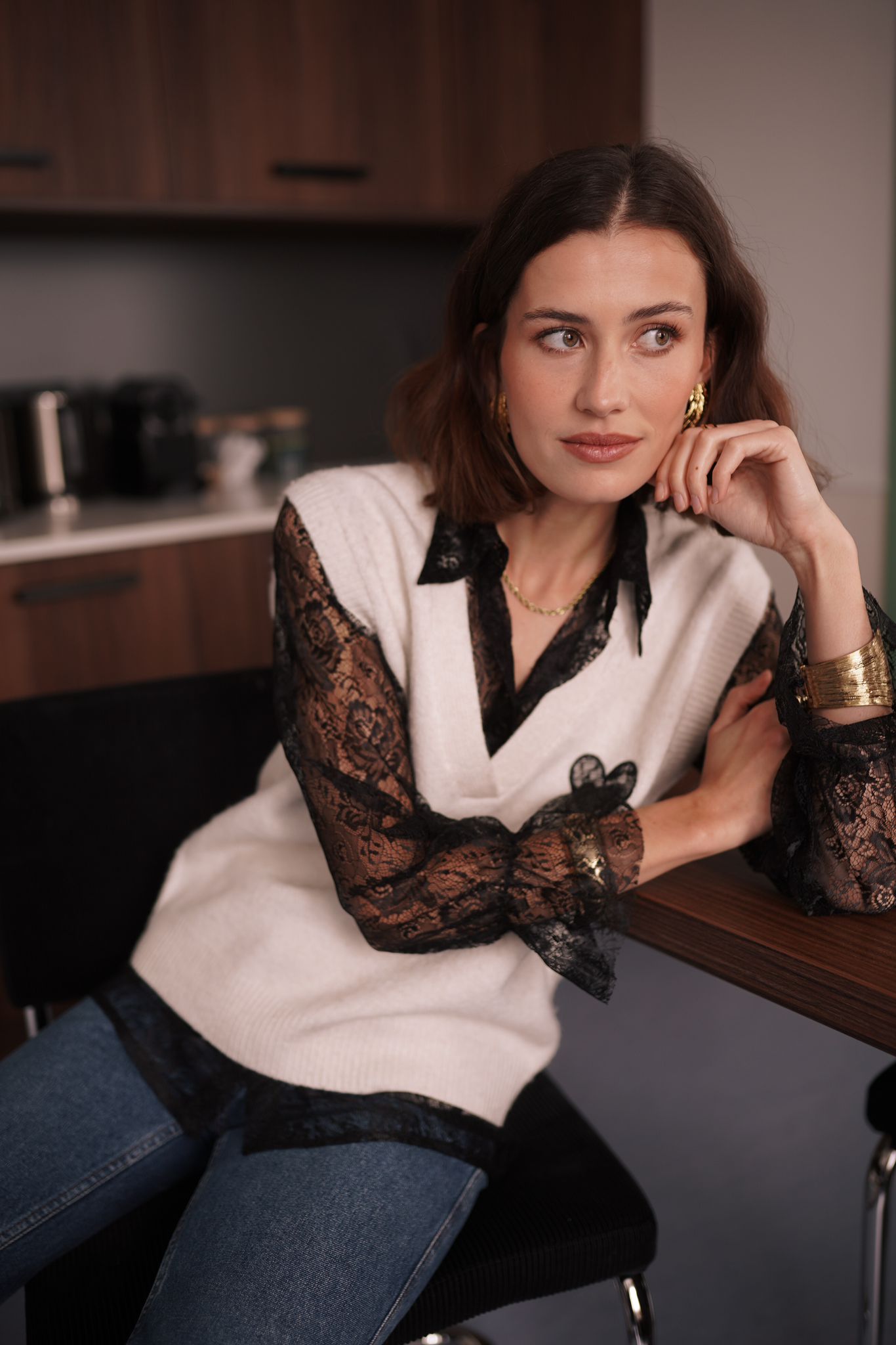 Edith Spencer Lace Set - White/Black